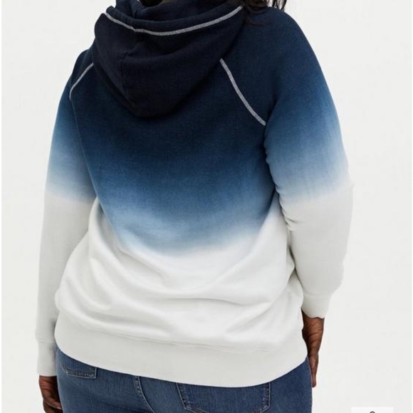 Torrid Blue Dip Dye Happy Hoodie - Picture 4 of 4